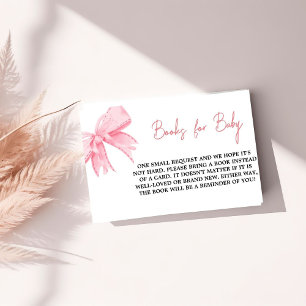 Carte D'accompagnement Aquarelle Pink bow Baby shower Demande de réservat