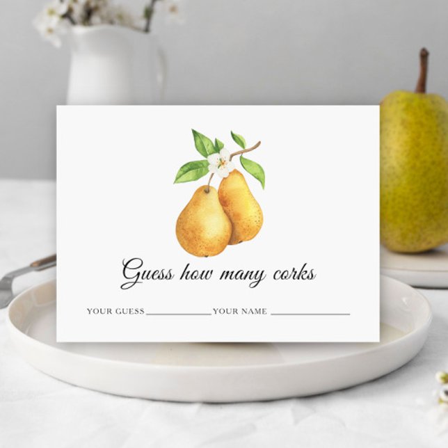 Carte D'accompagnement Aquarelle poires Devinez combien de lièges jeu de  (Créateur téléchargé)