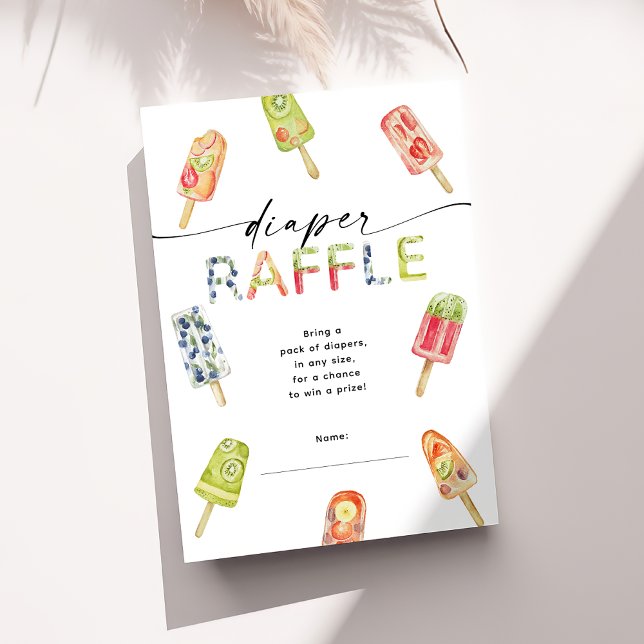 Carte D'accompagnement Aquarelle Popsicle Prêt à pop chaudière Raffle (Créateur téléchargé)