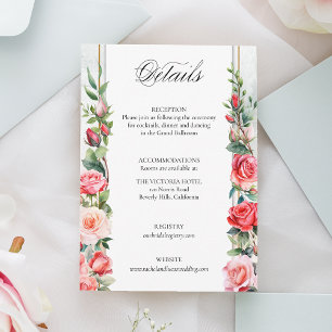 Carte D'accompagnement Aquarelle romantique Roses roses roses et calligra