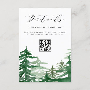 Carte D'accompagnement Aquarelle romantique Woodland QR Détails du code