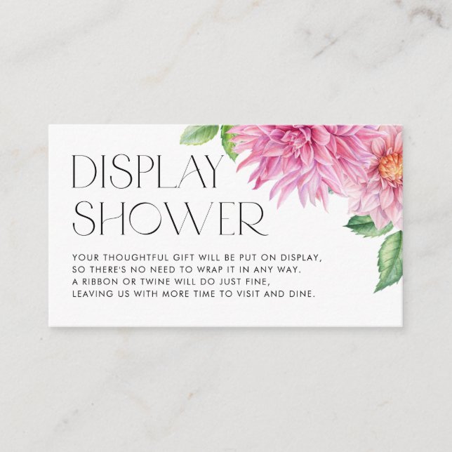 Carte D'accompagnement Aquarelle rose Dahlia Floral douche (Devant)