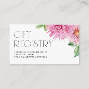 Carte D'accompagnement Aquarelle rose Dahlia Registre de Baby shower Flor