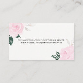Carte D'accompagnement Aquarelle rose douce Informations Mariages Roses