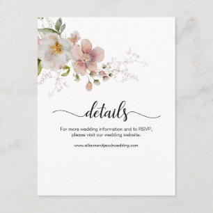 Carte D'accompagnement Aquarelle rose Fleur sauvage Floral Détails du Mar