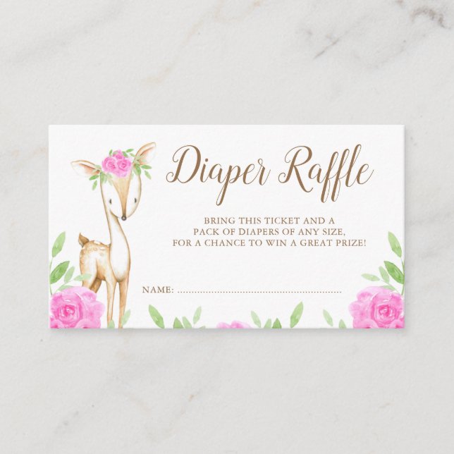 Carte D'accompagnement Aquarelle rose floral Déchets de plongée Raffle Bi (Devant)