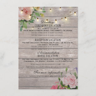 Carte D'accompagnement Aquarelle rose Floral Détails du Mariage Informati