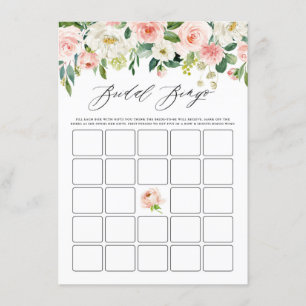 Carte D'accompagnement Aquarelle rose Floral Garland Fête des mariées Bin