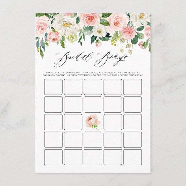 Carte D'accompagnement Aquarelle rose Floral Garland Fête des mariées Bin (Devant)