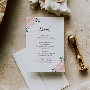 Carte D'accompagnement Aquarelle rose Floral Mariage élégant