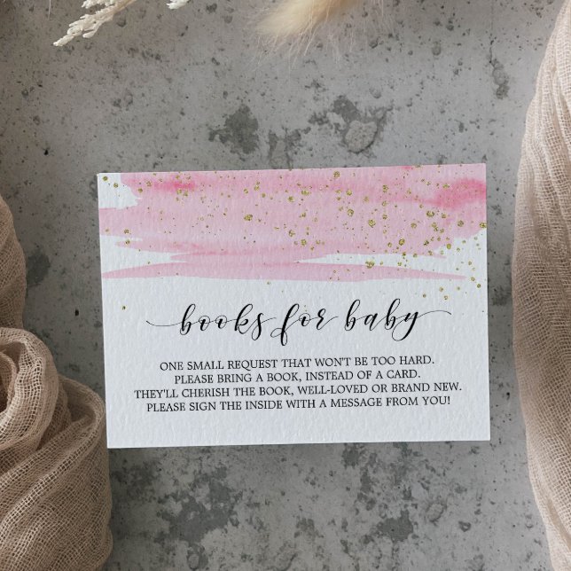 Carte D'accompagnement Aquarelle rose Livre Demande d'invitation Insérer (Créateur téléchargé)