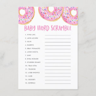 Carte D'accompagnement Aquarelle rose mignonne Donuts Bébé Word Scramble