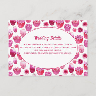 Carte D'accompagnement Aquarelle rose Motif Floral Détails du Mariage