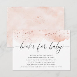Carte D'accompagnement Aquarelle rose or blush rose livres bébé fille en
