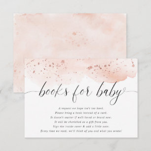 Carte D'accompagnement Aquarelle rose or blush rose livres bébé fille en