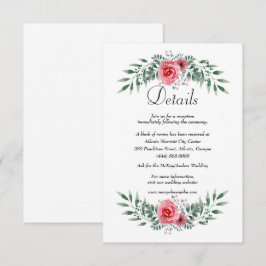 Carte D'accompagnement Aquarelle Rose Rose Vert Détails du feuillage