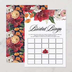 Carte D'accompagnement Aquarelle Rouge Amaryllis Baby shower Jeu de Bingo