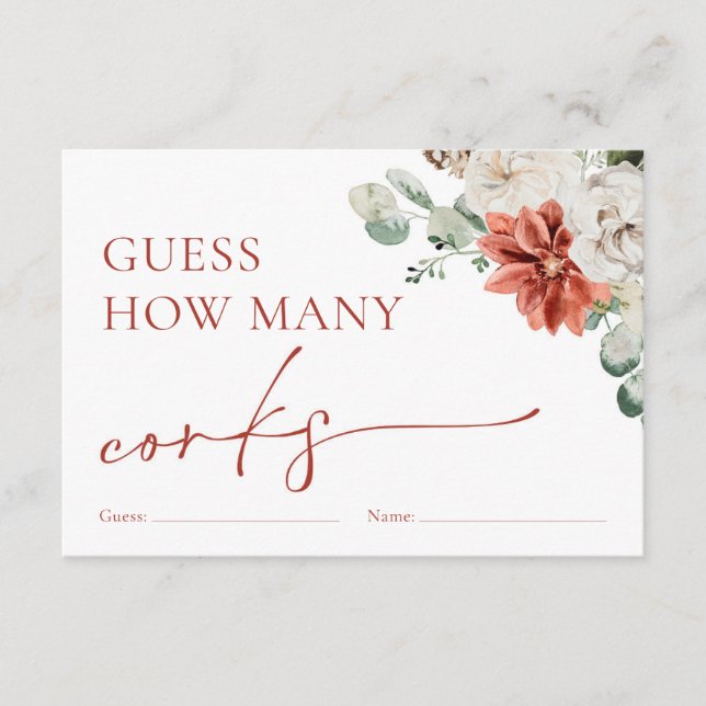 Carte D'accompagnement Aquarelle Rouge hiver Devinez combien de bouchons  (Devant)