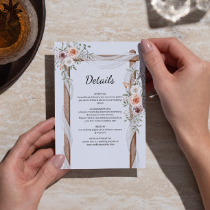 Carte D'accompagnement Aquarelle Rustique Boho Arch Mariage Floral