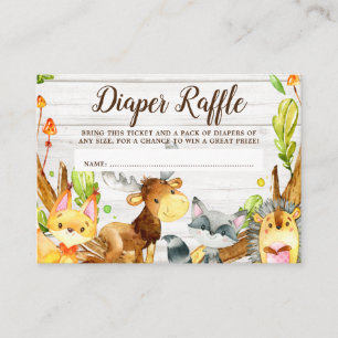 Carte D'accompagnement Aquarelle rustique Bois Animaux Plongeurs Raffle