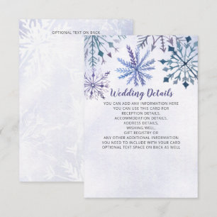 Carte D'accompagnement Aquarelle rustique Snowflakes Blue Winter Wedding