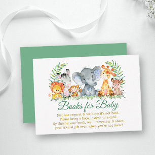 Carte D'accompagnement Aquarelle Safari Animaux Livres verts pour bébé