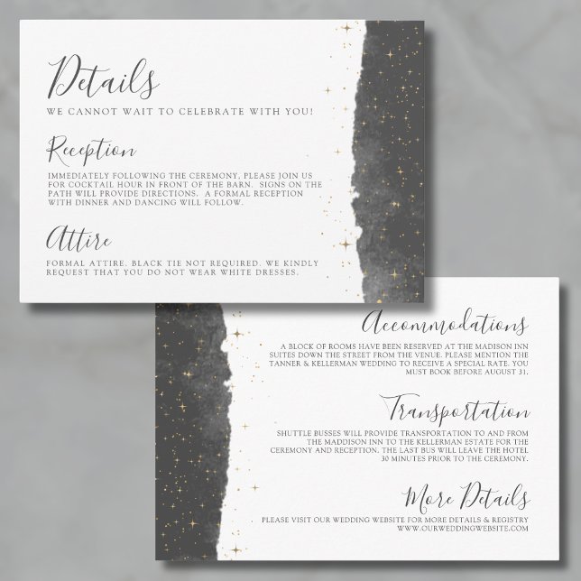 Carte D'accompagnement Aquarelle Starry Night Détails Mariage céleste (Watercolor Starry Night Details Celestial Wedding Enclosure Card)