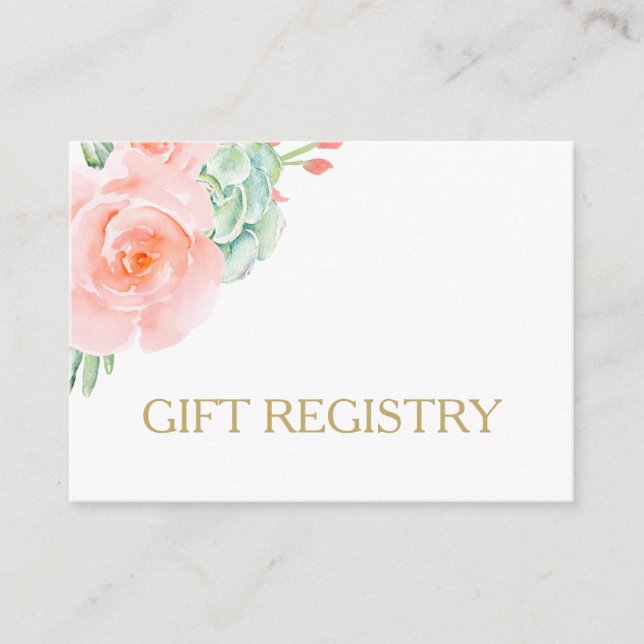 Carte D'accompagnement Aquarelle Succulent Blush Floral Élégant Mariage (Devant)