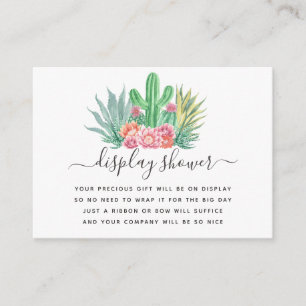 Carte D'accompagnement Aquarelle Succulents Baby shower Affichage douche