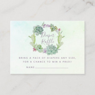 Carte D'accompagnement Aquarelle Succulents Baby shower Déchets Raffle