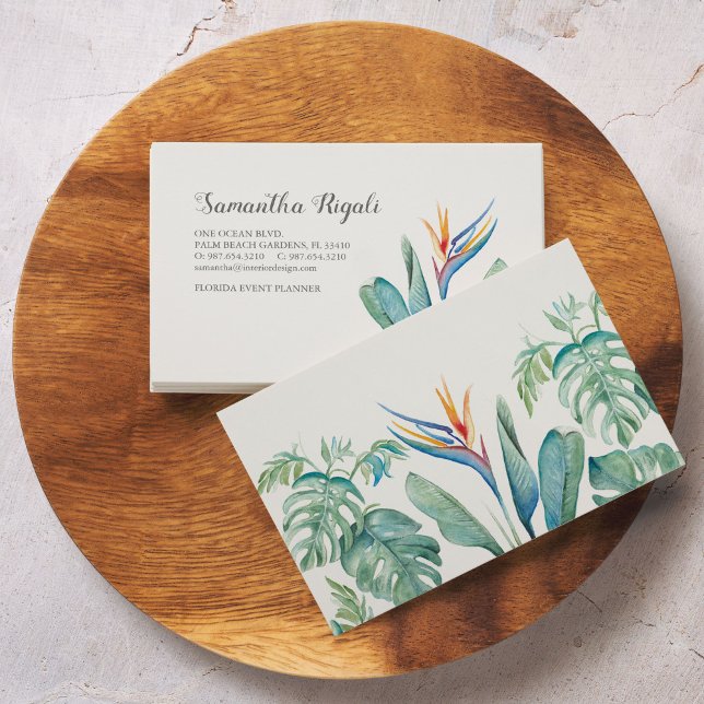 Carte D'accompagnement Aquarelle Tropical Floral and Green Business (Créateur téléchargé)