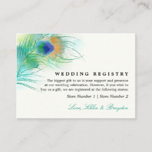 Carte D'accompagnement Aquarelle turquoise   Registre des cadeaux Mariage