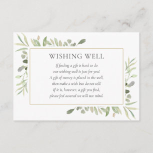 Carte D'accompagnement Aquarelle Verdure Mariage Wishing Well