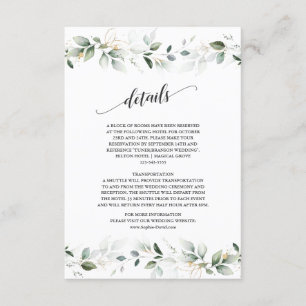 Carte D'accompagnement Aquarelle Verdure Or Feuilles Mariages Détails