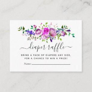 Carte D'accompagnement Aquarelle Violet Floral Baby shower Déchets Raffin
