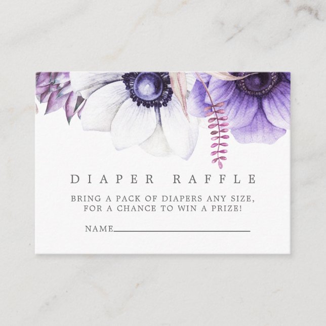 Carte D'accompagnement Aquarelle violet poussiéreuse Floral Babal Diaper  (Devant)