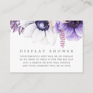 Carte D'accompagnement Aquarelle violet poussiéreuse Floral Baby Display 