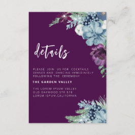 Carte D'accompagnement Aquarelle violette fleurie élégante Mariage