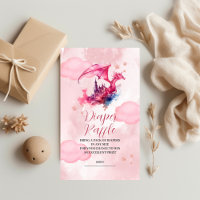 Aquarelle Whimsical Dragon Rosé Déchets Raffin