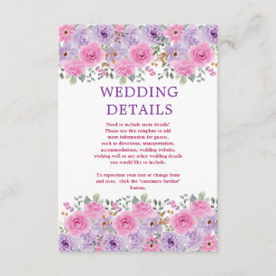 Carte D'accompagnement aquarelles Florales Mariage Botanique Moderne