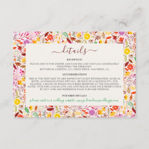 Carte D'accompagnement Aquarelles Vibrantes Fleurs de Tulipe d'Été Mariag