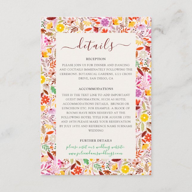 Carte D'accompagnement Aquarelles vives Fleurs de tulipe d'été Mariage (Devant)