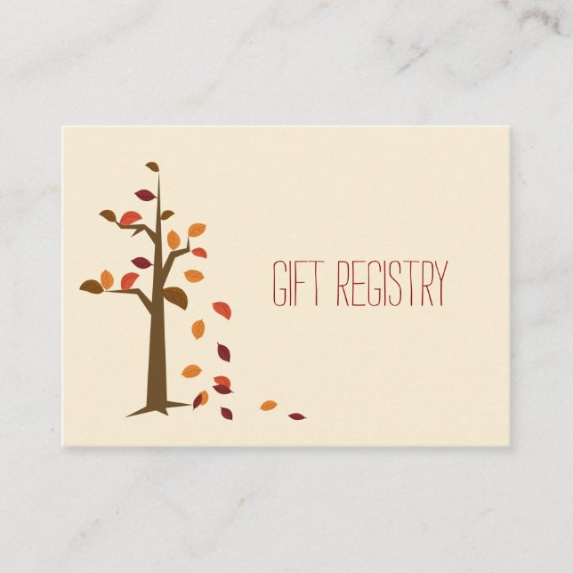 Carte D'accompagnement Arbre d'automne, Registre des cadeaux mariages de  (Devant)