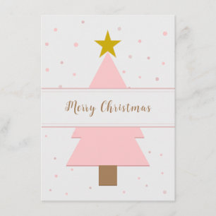 Carte D'accompagnement Arbre de Noël rose solo et étoile d'or