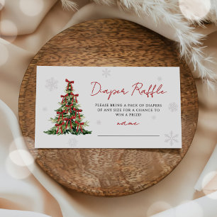 Carte D'accompagnement Arbre de Noël Ruban Rouge Tirage au Sort Couches B