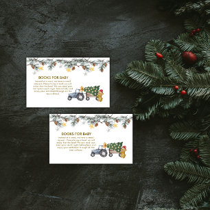 Carte D'accompagnement Arbre de Noël tracteur bébé hiver ours Fête Prénat