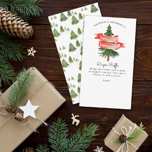 Carte D'accompagnement Arbre de pin aquarelle Merry Little Baby Shower