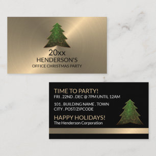 Carte D'accompagnement Arbre festif - Or - Billet de fête de Noël