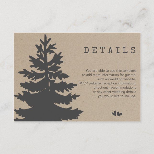 Carte D'accompagnement Arbre | Mountain Woodland Forest Détails du Mariag (Devant)