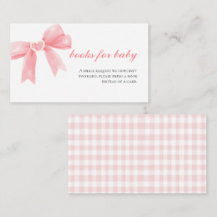 Carte D'accompagnement Arc rose en vichy livres de baby shower pour bébé